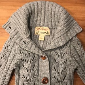 Hollister 100% Wool Knit Cardigan Sweater